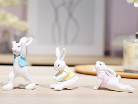 3pcs Easter Bunny Yoga Figurines on Sale