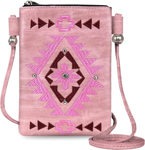 Trendy Pink Fringe Crossbody Purse for Women: Western Vegan Leather Cell Phone Bag For Discount