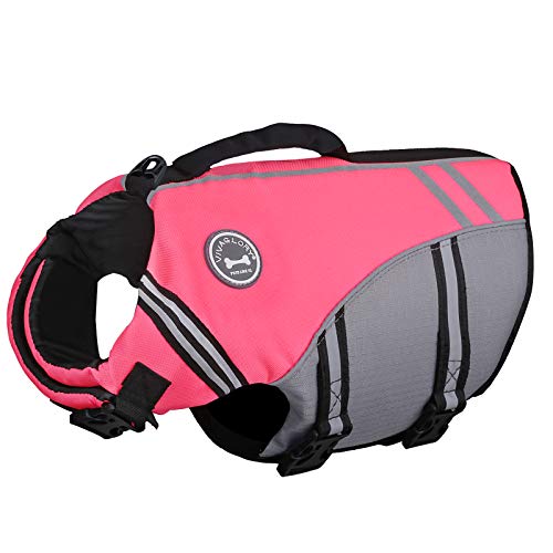 Vivaglory New Sports Style Ripstop Dog Life Jacket with Superior Buoyancy & Rescue Handle, Bright Pink, XS Online Hot Sale