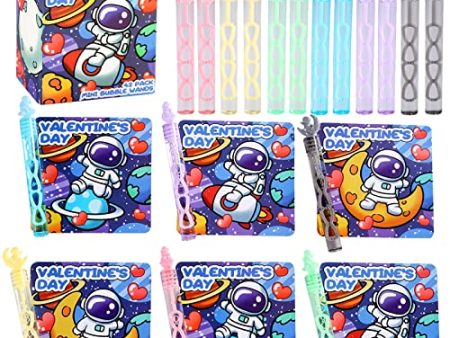 Nasidear 42 Pack Valentines Day Cards Gifts Cards for Kids with Mini Bubble Wands,Space themed Valentine Classroom Exchange Cards,Valentine s Greeting Cards for Valentines Party Favors Hot on Sale