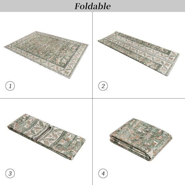 Green 8 x10  Washable Area Rug: Durable & Stain Resistant for Homes on Sale