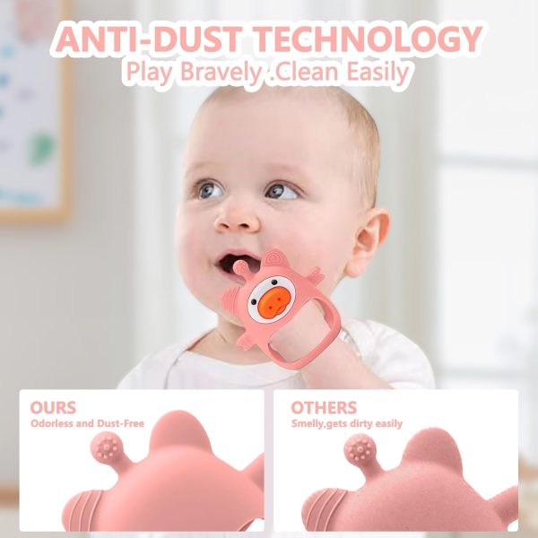 Pink Pig Baby Teether: Soothe Teething Pain with Safe, Soft Silicone for 0-6 Months For Sale