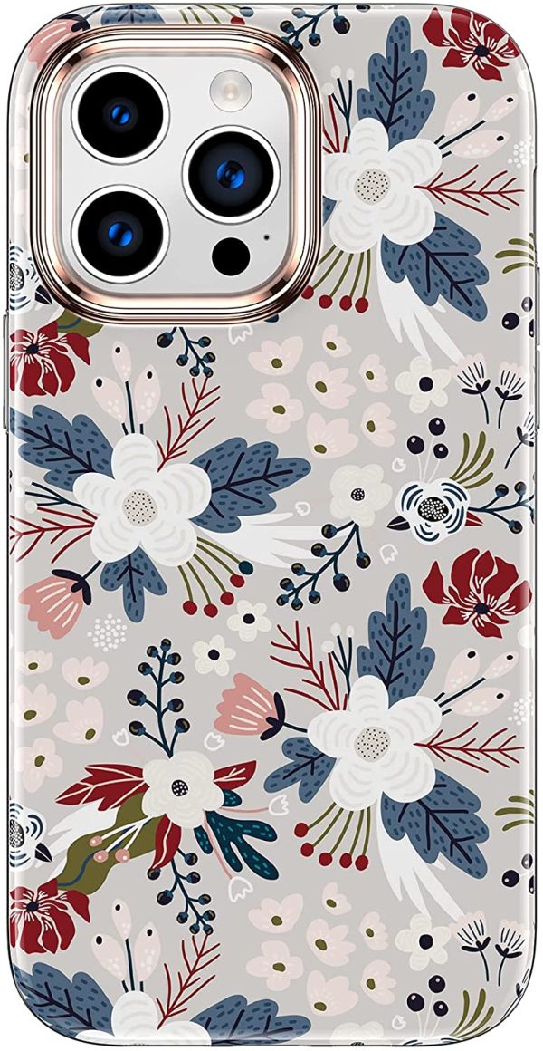 iPhone 14 Pro Max Flowers & Berries Bumper Case w  Built-in Screen Protector Sale