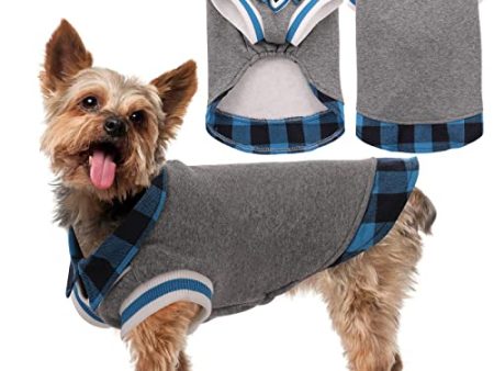 Dog Classic Plaid Sweaters British Style, Doggie Hoodie Pet Clothes, Puppy Cold Weather Winter Sweatshirt, Pets Warm Shirt Outdoor Vest Jacket, Casual Wearing Coat Outfits for Small Medium Large Dogs Sale