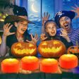 Halloween LED Pumpkin Lights with Remote Timer - Battery Operated Jack-O-Lantern Decor Electric Flameless Candle with Flickering Bright Light for Party Home Porch Fall Decorations - 4 Pack Set For Discount