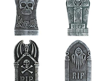 TOYMYTOY Halloween Foam Graveyard Decorations Outside Tombstones Halloween Yard Signs Decor (4 Pack), RIP Gravestone Graveyard Haunted House Decorations for Halloween Yard Decorations Online Sale