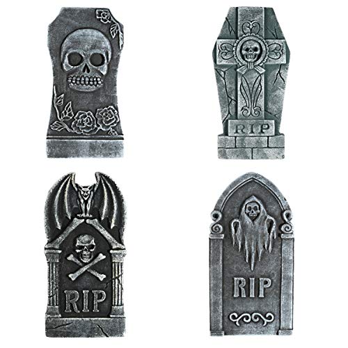 TOYMYTOY Halloween Foam Graveyard Decorations Outside Tombstones Halloween Yard Signs Decor (4 Pack), RIP Gravestone Graveyard Haunted House Decorations for Halloween Yard Decorations Online Sale