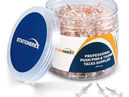 215 Rosegold Push Pins for Bulletin Board Thumb Tacks for Wall Corkboard Map Calendar Photo -Home Office Craft Projects Heavy Duty Plastic Head Steel Pin (Rosegold) Discount