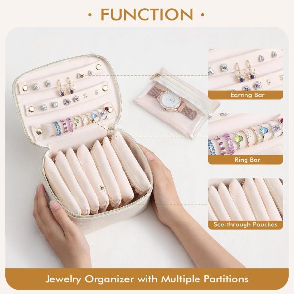 Ultimate Bridesmaid Gifts: White Travel Jewelry Case with Embroidered  S  - Safe & Stylish Storage Sale