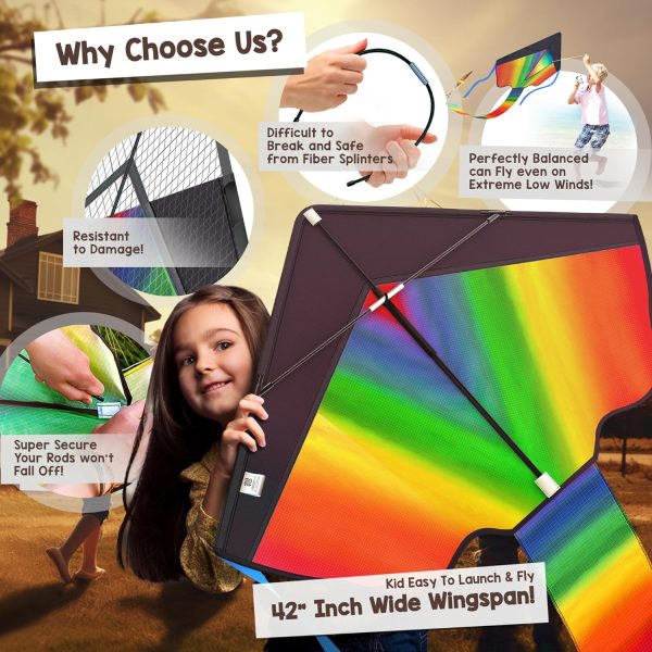 Fly High with Our Easy-to-Use Rainbow Kite for All Ages – Perfect for Beach and Outdoor Fun Discount