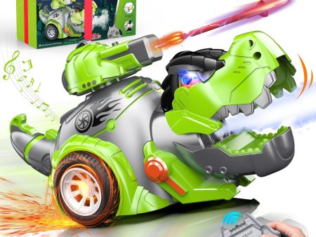 Green Dinosaur Remote Control Car with Programmable Actions & Rechargeable Battery for Kids For Sale