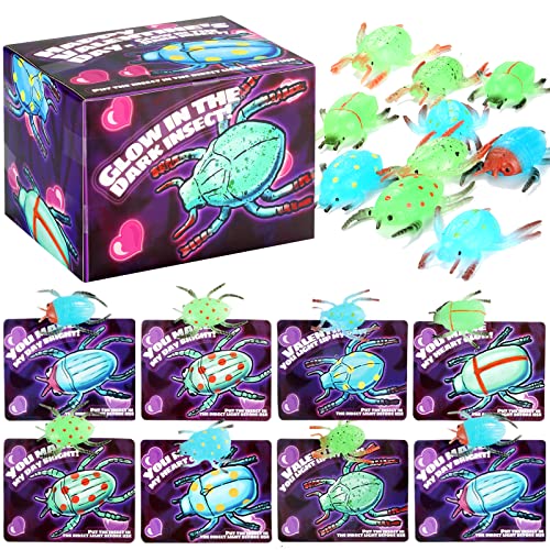 Axbotoy 24 Packs Glowing Bug Toys Valentines Day Gifts Cards for Kids with Valentine Classroom Exchange Party Favors Valentines Day Gifts for Boys Girls Toddlers Online Sale