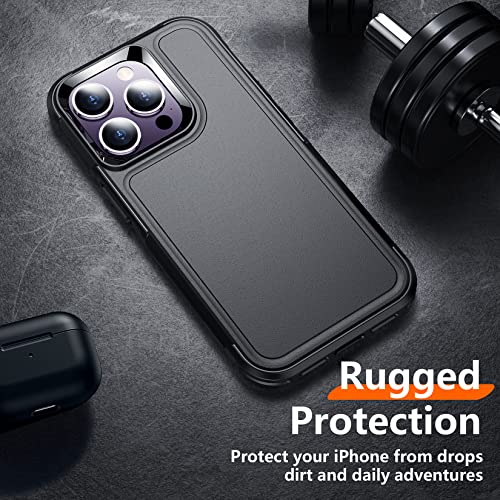 Red2Fire for iPhone 14 Pro Case, with 3 Pack [Glass Screen Protector + Camera Protector][Military Grade Drop Protection] Heavy Duty Shockproof Full Body Cover Phone Case for iPhone 14 Pro 6.1 -Black For Sale