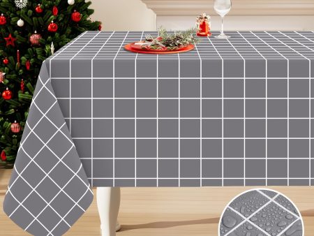 Grey Rectangle Vinyl Tablecloth - Waterproof & Wipeable for Dining & Outdoor | 52  x 70  Cheap