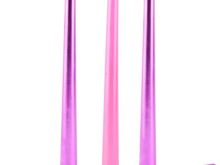 Set of 4 Dripless Taper Candlesticks - 3 Metallic Purple & 1 Pink, 10 Inches, Clean & Smokeless Burn for 9 Hours For Cheap