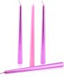 Set of 4 Dripless Taper Candlesticks - 3 Metallic Purple & 1 Pink, 10 Inches, Clean & Smokeless Burn for 9 Hours For Cheap