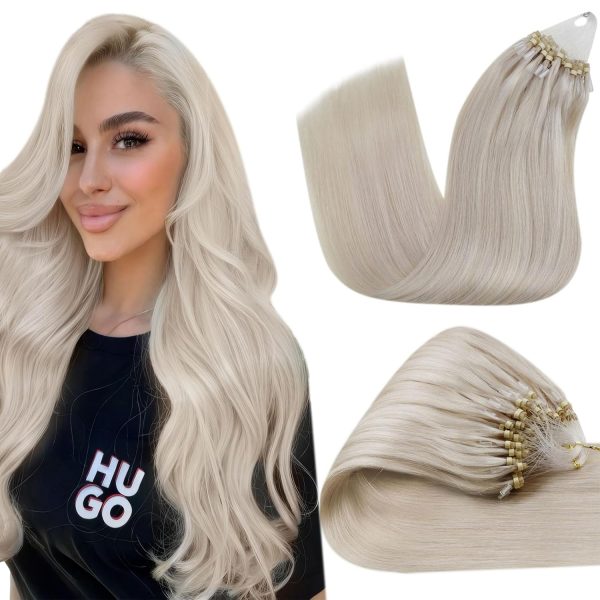 Premium 40g, 50 Strands Platinum Blonde #60 Micro Link Hair Extensions, 12-inch Sale