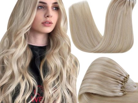 Premium 40g, 50 Strands Mixed Ash & Bleach Blonde Micro Link Hair Extensions, 12-inch Supply