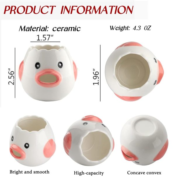 Pink Ceramic Egg Separator, Cartoon Chicken Design, Kitchen Gadget for Baking - Handmade Egg White and Yolk Filter Tool Discount