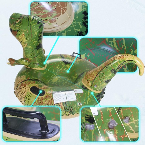 64.9  Inflatable T-Rex Dinosaur Snow Tube Sled w  Handles & Double-Layer Bottom Cheap