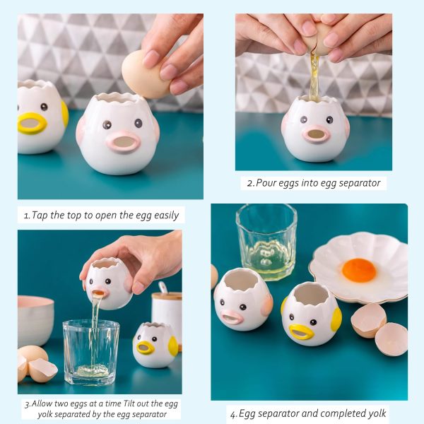 Pink Ceramic Egg Separator, Cartoon Chicken Design, Kitchen Gadget for Baking - Handmade Egg White and Yolk Filter Tool Discount