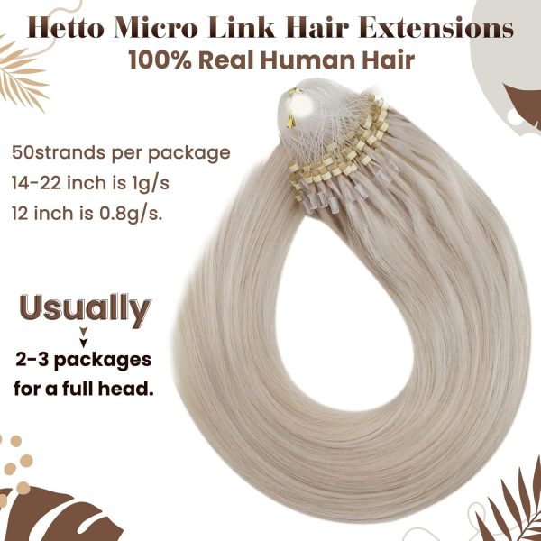 Premium 40g, 50 Strands Platinum Blonde #60 Micro Link Hair Extensions, 12-inch Sale