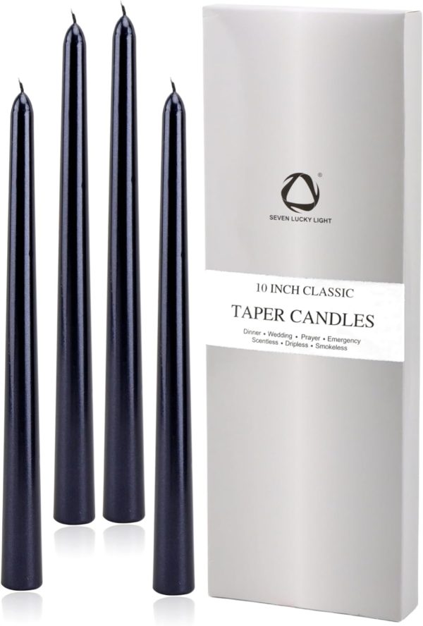 Elegant Metal Style Black Taper Candlesticks - 4 Pack, Dripless 10  Candles Online Sale