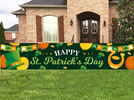 8.2  x 1.48  Happy St. Patrick s Day Banner w  32.8  Hanging Strap Discount