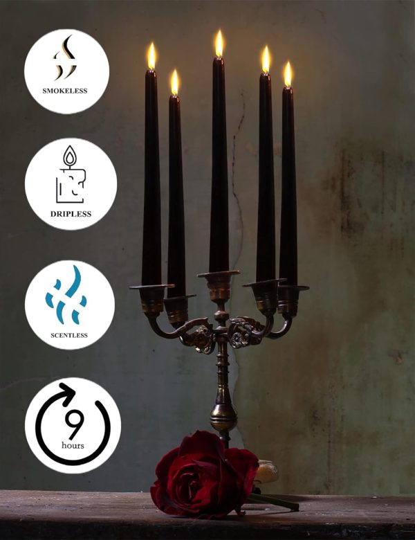 Elegant Metal Style Black Taper Candlesticks - 4 Pack, Dripless 10  Candles Online Sale