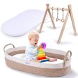 Wooden Baby Play Gym with 3 Hanging Toys & Changing Basket – Easy to Assemble on Sale