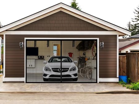 Magnetic Garage Door Screen 8x7 ft - Heavy Duty PET Mesh with Weighted Bottom on Sale