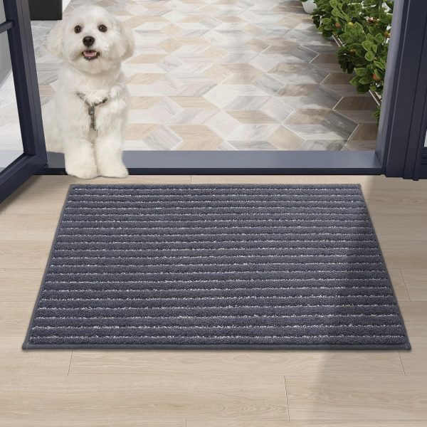 Dark Grey Indoor Door Mat 20 x32  - Absorbent, Anti-Slip Rug for Wet Shoes & Paws Online now