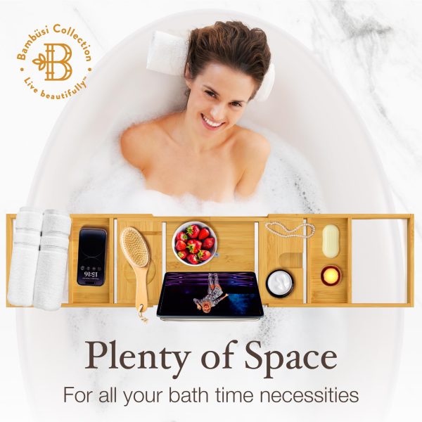 Adjustable Bamboo Bathtub Tray - Perfect for Relaxation & Spa Moments at Home Online