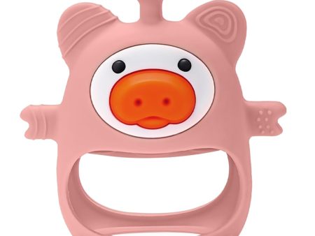 Pink Pig Baby Teether: Soothe Teething Pain with Safe, Soft Silicone for 0-6 Months For Sale