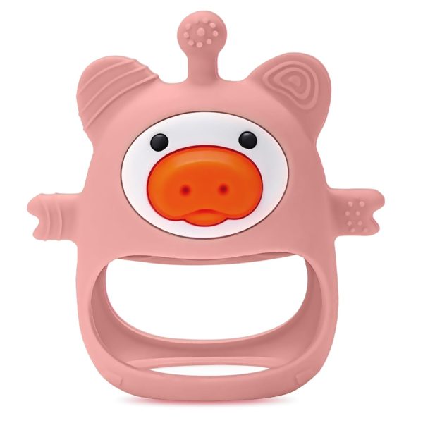 Pink Pig Baby Teether: Soothe Teething Pain with Safe, Soft Silicone for 0-6 Months For Sale