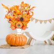 Fall Decor for Home: 4pcs Big Pumpkins Maple Leaves, Faux Floral Stems, Thanksgiving Décor Gifts, Autumn Leaf Picks for Kitchen, Table, Festive Season Enhancements Sale