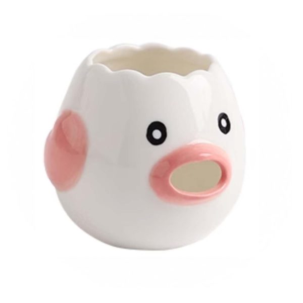 Pink Ceramic Egg Separator, Cartoon Chicken Design, Kitchen Gadget for Baking - Handmade Egg White and Yolk Filter Tool Discount