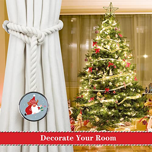 2 Pack Porlau Christmas Curtain Tieback Cotton Rope Curtain Tie Backs Santa Christmas Window Decorations Tieback holdbacks for Home Holiday Decor, Beige Online now