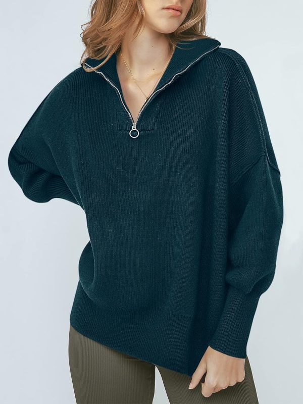 Large Deep Blue Oversized Long Sleeve Sweater for Women - Stylish & Comfortable Hot on Sale