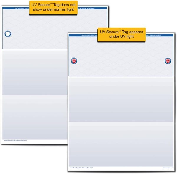 Secure Custom Business Checks - VersaCheck UV Top Secure (DNA) Checks, 500 Sheets Form #1000 - Check on Top Hot on Sale