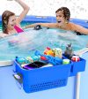 2pk Blue Poolside Storage Baskets w  Cup Holders for Above Ground Pools For Cheap