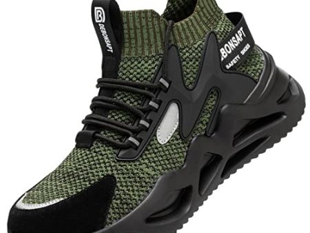 DEBONSAPT Steel Toe Shoes for Men Women Lightweight Safety Breathable Work Shoes Slip-Resistant Sneakers Reflective Indestructible Industria Construction Shoes Green 4.5 on Sale