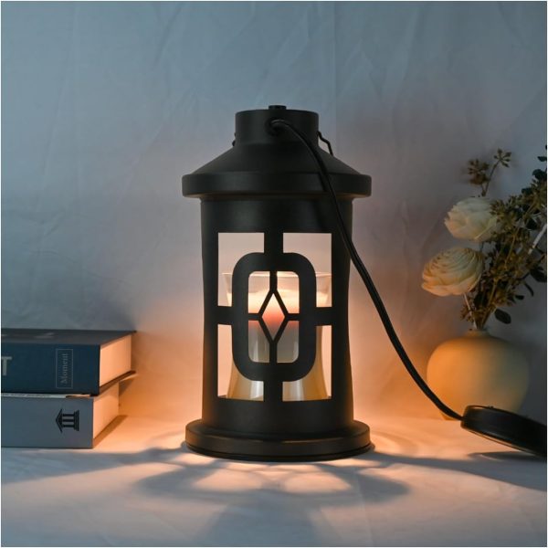 Vintage Black Time Square Candle Warmer Lamp for Jar Candles with Timer - Metal Lantern Style For Discount