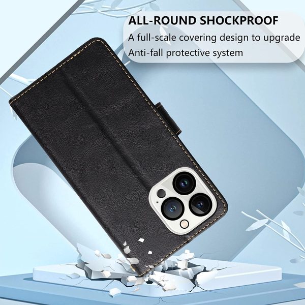 iPhone 14 Pro Max Kickstand Wallet Case w  2 ea Screen Camera Lens Protectors Fashion