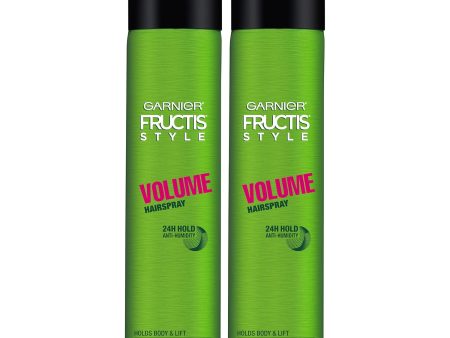 2-Pack Garnier Fructis Style Volume Anti-Humidity Hairspray, 8.25 oz - Extra Strong, Flexible Hold with Bamboo Extract Supply