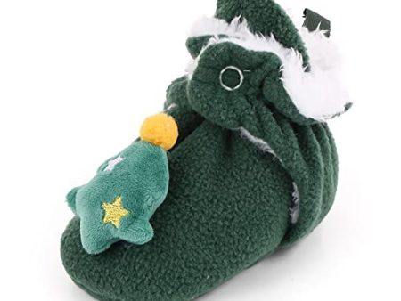 Unifizz Newborn Baby Boys Girls Booties Stay On Socks Non Skid Soft Sole Infant Toddler Warm Winter House Slipper Crib Shoes for Boys Girls (Green Christmas Tree, Size 6-12 Months Infant) Online Hot Sale