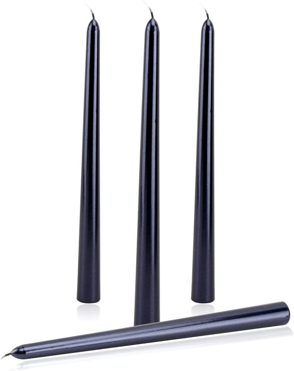 Elegant Metal Style Black Taper Candlesticks - 4 Pack, Dripless 10  Candles Online Sale