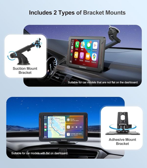 Transform Your Drive: 7  Wireless CarPlay & Android Auto Touchscreen - GPS Bluetooth Audio Online