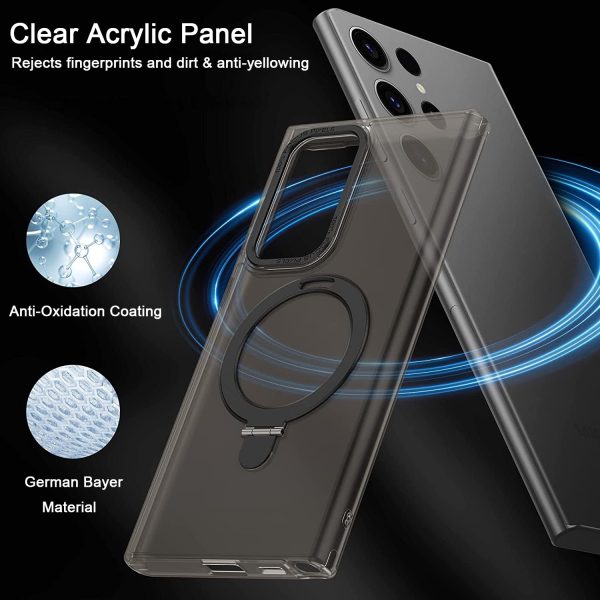 Translucent Black Galaxy S23 Ultra Case w  Stand Works w  Magnetic Wireless Chrg Hot on Sale