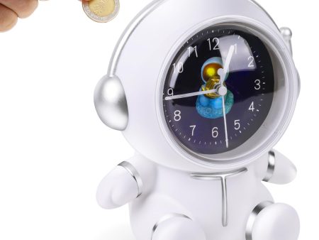 White Astronaut Kid s Unbreakable Money Piggy Bank w  Clock Online Sale